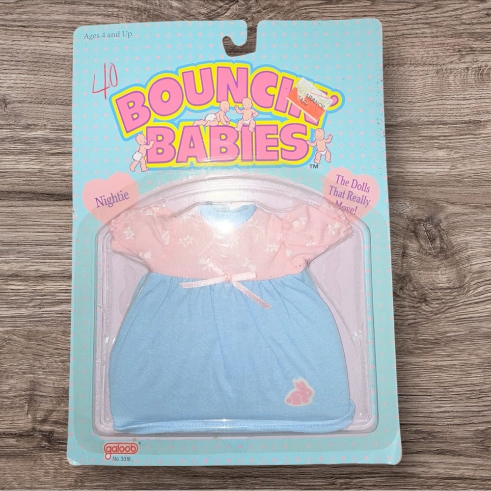 VTG 1988 Bouncin’ Babies Nightie Doll Outfit Galoob Sealed Pastel Nightgown